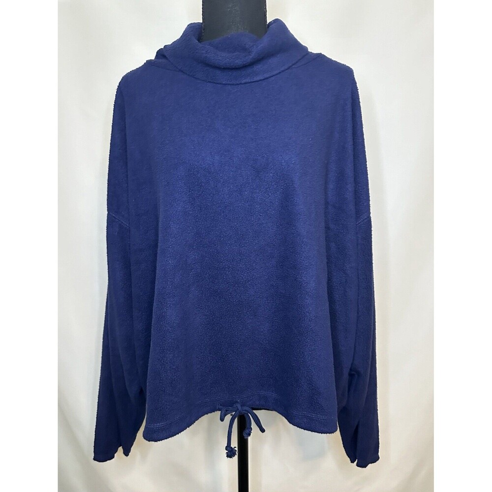AERIE Snowed-in Fleece Cowl Neck Blue Pullover Sweatshirt SIZE XL NWT